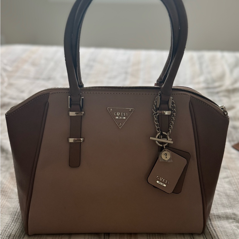 Guess Two-Tone Brown Satchel